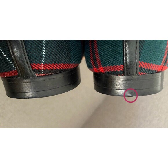 J. Crew Womens Jamie Tartan Plaid Pearl Red Green Embellished Loafer Size 8.5 - Picture 5 of 10